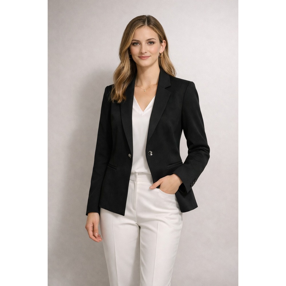 NWOT WHBM Women's Black Two Button Tailored Business Blazer Jacket Size 2